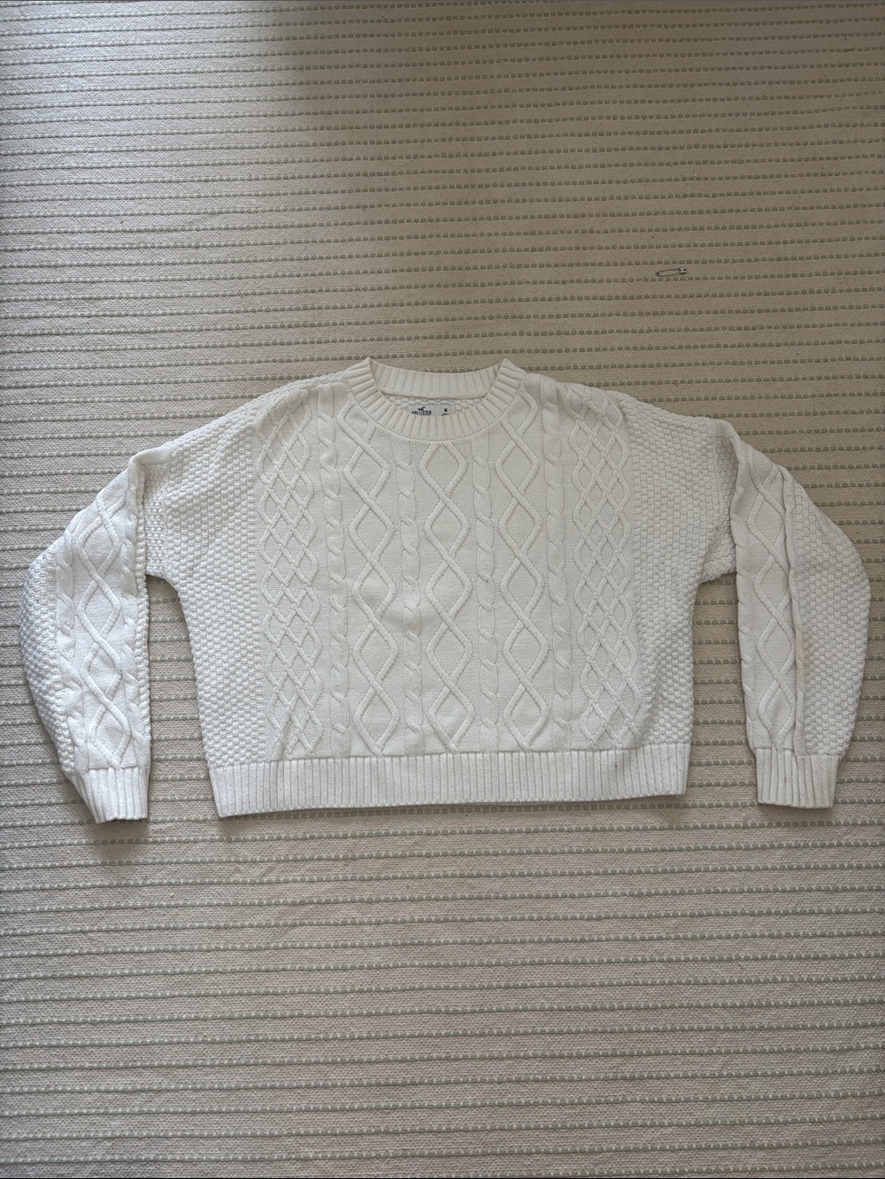 Hollister Cream Cable-Knit Crewneck Sweater